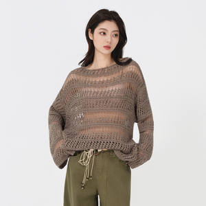 
Miao's early spring beautiful outfit design casual hollow sweater women's casual top thin long-sleeved pullover