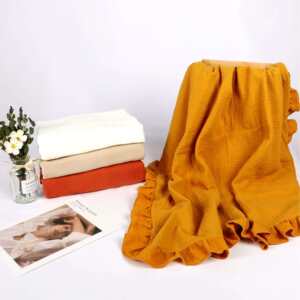 
Tassel throw blanket Nordic style blanket MUSLIN children's gauze cover baby products four layers thick