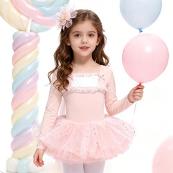 Children's Dance Clothing, Girls' Ballet Practice Clothing, Long-Sleeved Mesh Dance Clothing, Gymnastics Clothing, Body Suits, Autumn and Winter