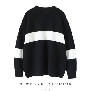 
Fashionable and classic temperament! Thickened round neck cashmere sweater for women loose pure cashmere sweater knit top lazy style