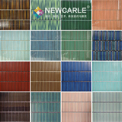 High-End Trendy Chopstick-Shaped Mosaic Baseboard, All-Ceramic Bathroom Strip Tiles, Shop and Villa Background Wall