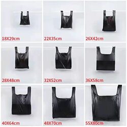 Black Plastic Bags, Vest-Style Bags, Large and Small Sizes, Portable Convenience Bags, Disposable Thickened Garbage Bags for Home Kitchen Use