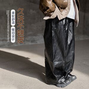 
Children's clothing boys' pants black 2025 new spring leather pants children's spring and autumn straight casual loose trousers Korean version