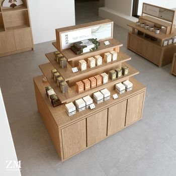 Zhongdao counter multi-layer tea shop gift display cabinet Chinese style shelf cultural and creative tourism product display rack middle shelf