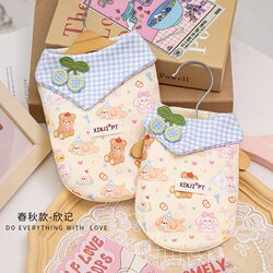 Cute Bear Round-Neck Sweatshirt Pet Clothing for Dogs and Cats, Universal Plaid Patchwork Casual Spring and Autumn Vest