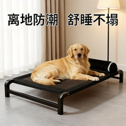 Dog Camp Bed, Dog Bed for All Seasons, Elevated Pet Bed with Iron Frame, Suitable for Small and Large Dogs, Mesh Dog Mat