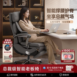 Canmov Electric Leather Executive Chair with Smart Lumbar Support, Business Office Chair, Home Lumbar Support Computer Chair, Recliner Chair