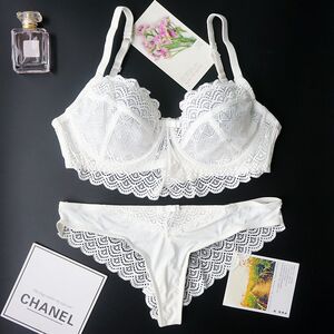 
Big breasts look small for girls, ultra-thin 75E lace large cup 80f anti-bulge breathable summer large size 90E bra set