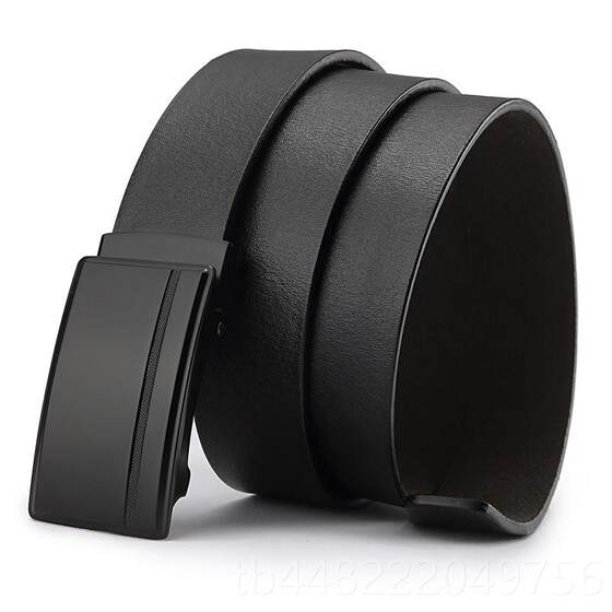 
Genuine men's roller 5 toothless automatic buckle genuine belt single layer cowhide trouser hole slotless belt 3.cm