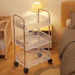 Transparent Acrylic Trolley Storage Rack Bedside Snack Rack Bedroom Floor-Standing Mobile Multi-Layer Cosmetics Storage Rack