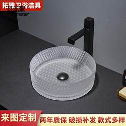 Foshan Factory Light Luxury Crystal Glass Countertop Basin Frosted Matte Glass Washbasin Bathroom Sink