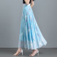 
2025 summer new retro embroidered high waist a-line skirt chiffon skirt long skirt women's dancing skirt big twill twill skirt