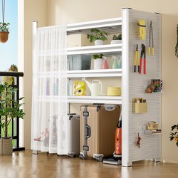 Multi-Layer Storage Rack for Home Use, Suitable for Balcony, Living Room, Bedroom, Bookshelf, Wall-Mounted, Dust-Proof, Steel Floor-Standing Storage Iron Shelf