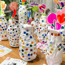 Kindergarten Art Area Mosaic Handmade DIY Glass Stone Materials Decoration Painting Room Creative Art Class Art Exhibition