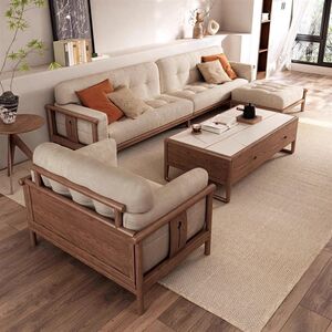 2024 new modern solid wood sofa coffee table new Chinese style black walnut ash furniture hotel and homestay office
