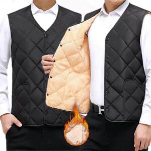 
Autumn and winter men's velvet thickened warm vest vest men's down cotton windproof waistcoat men's dad vest