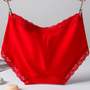 
Zodiac Year Red Panties Women's Pure Cotton Crotch Year of the Tiger Tiger Mid-waist Cotton Crotch Sexy Lace Wedding Triangle Shorts
