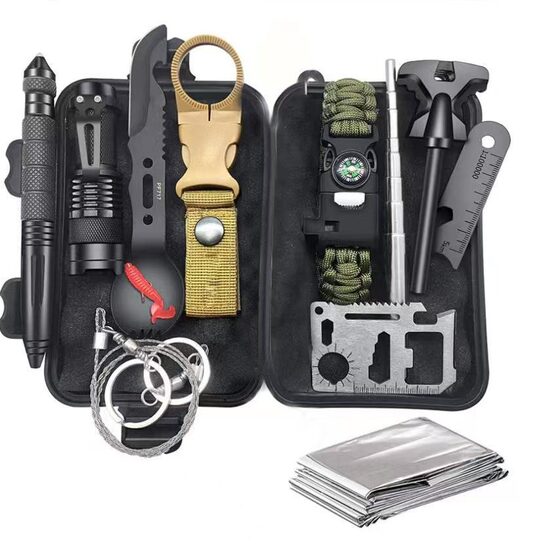 
German SOS outdoor survival equipment 13-piece outdoor multi-functional tool set adventure self-defense first aid supplies