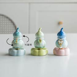 Jingdezhen Ceramic Ornaments, Same Style, Handmade Creative Crystal Glaze Spinning Gourd Tea Toy, Cute Tea Pet, Gift