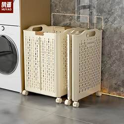 Dirty Clothes Basket for Home Use, Foldable Laundry Hamper for Bathroom, Large Capacity Storage Basket with Wheels for Dirty Clothes