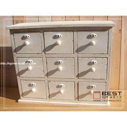 Zakka-Style Home Goods, Solid Wood Storage Box, Jewelry Storage Box, Vintage Nine-Drawer Storage Cabinet, American Country Style