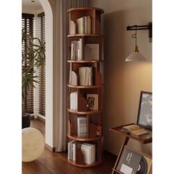 360-Degree Rotating Bookshelf Floor-Standing Storage Rack for Non-Solid Wood Children'S/Student's Living Room Home Use Corner Narrow Bookcase