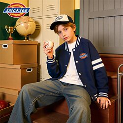 Dickies Children's Clothing Boys' Spring Jacket 2026 New Children's Spring American Baseball Jacket Sports Top Trendy