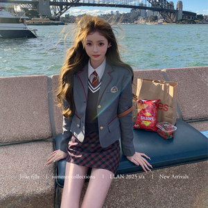 
Your lazy llan [Sydney Diary] College style uniform suit + vest + shirt + skirt suit for women