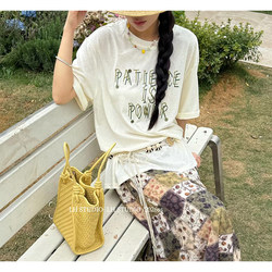 【Lh Original Customization】3.18 Round Neck English Embroidery Button T-Shirt 10151