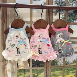 Dog Clothes Spring and Summer Style Cute Rainbow Print Camisole Vest Teddy Bichon Small Dog Clothing Cat Clothes