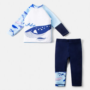 Children's swimsuit long -sleeved long pants boys swimwear sea border sunscreen children surfing baby split dive swimsuit
