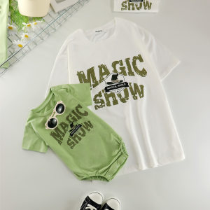 
2026 new Korean style parent-child clothing summer short-sleeved high-end mother-child mother-daughter baby family clothing class A cotton children's clothing T