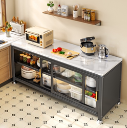 Household Cabinet Kitchen Wall-Mounted Integrated Storage Cabinet Steel Multi-Layer Slate Sideboard Multifunctional Oven Storage