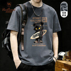 Western Camel American-Style Short-Sleeved Men's T-Shirt, Pure Cotton, New Summer Style, Youth Half-Sleeve, Loose Men's Round-Neck Top