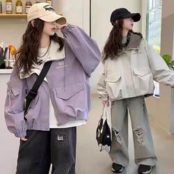 Girls' Jacket Spring and Autumn 2025 New Style Autumn Clothes Big Kids Stylish Fashionable Jacket Children's Hooded Windbreaker