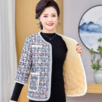 Seven -point sleeve and velvet cotton coat wearing half -sleeved warm vest
