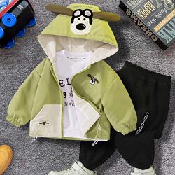 Baby Boy Jacket 25 Spring and Autumn New Stylish Children's Clothing Toddler Clothes Infant One-Year-Old Spring Outfit Top + Pants