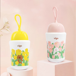 Vigo Vigo Thermos Cup for Girls, High-Looking, Cute, Portable Coffee Cup with Straw, Small Water Cup, Ton-Ton Cup