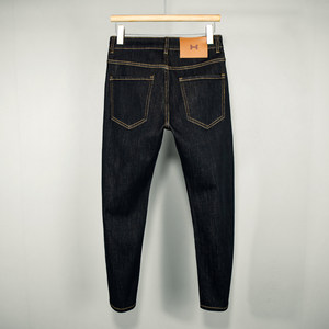 
Nine-point jeans for men's fading resistant Laiser premium four-sided stretch black trendy versatile slim fit pants