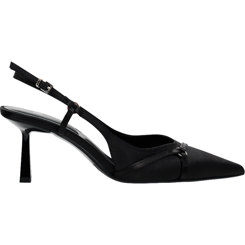 ZARA 新品女鞋黑色搭扣饰拉带露跟高跟鞋1207210 800-Taobao