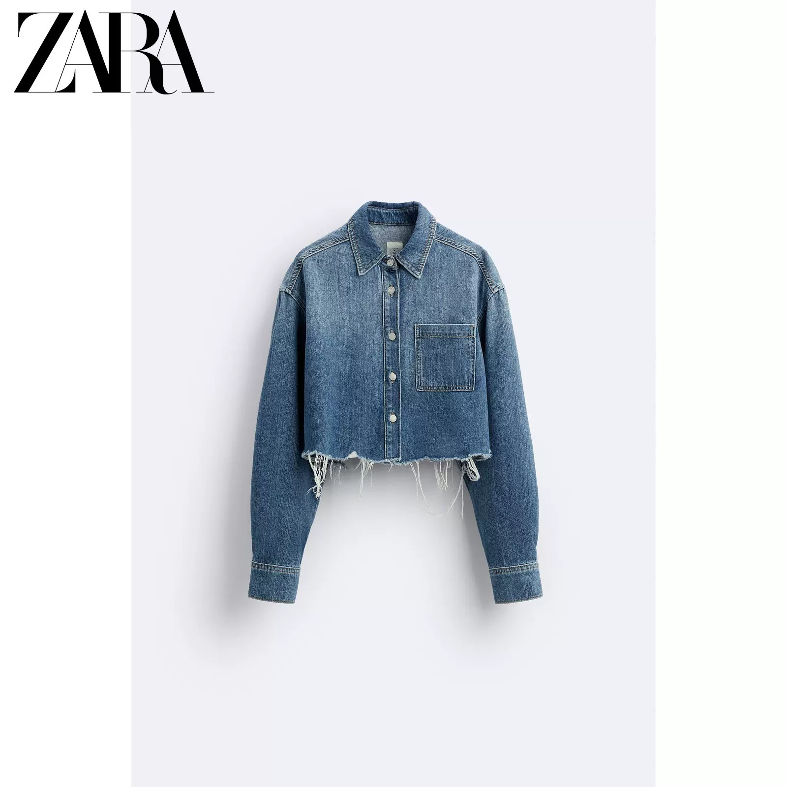 ZARA 新款女装ZW 短款牛仔衬衫X MAISON SPECIAL 6840253 400-Taobao