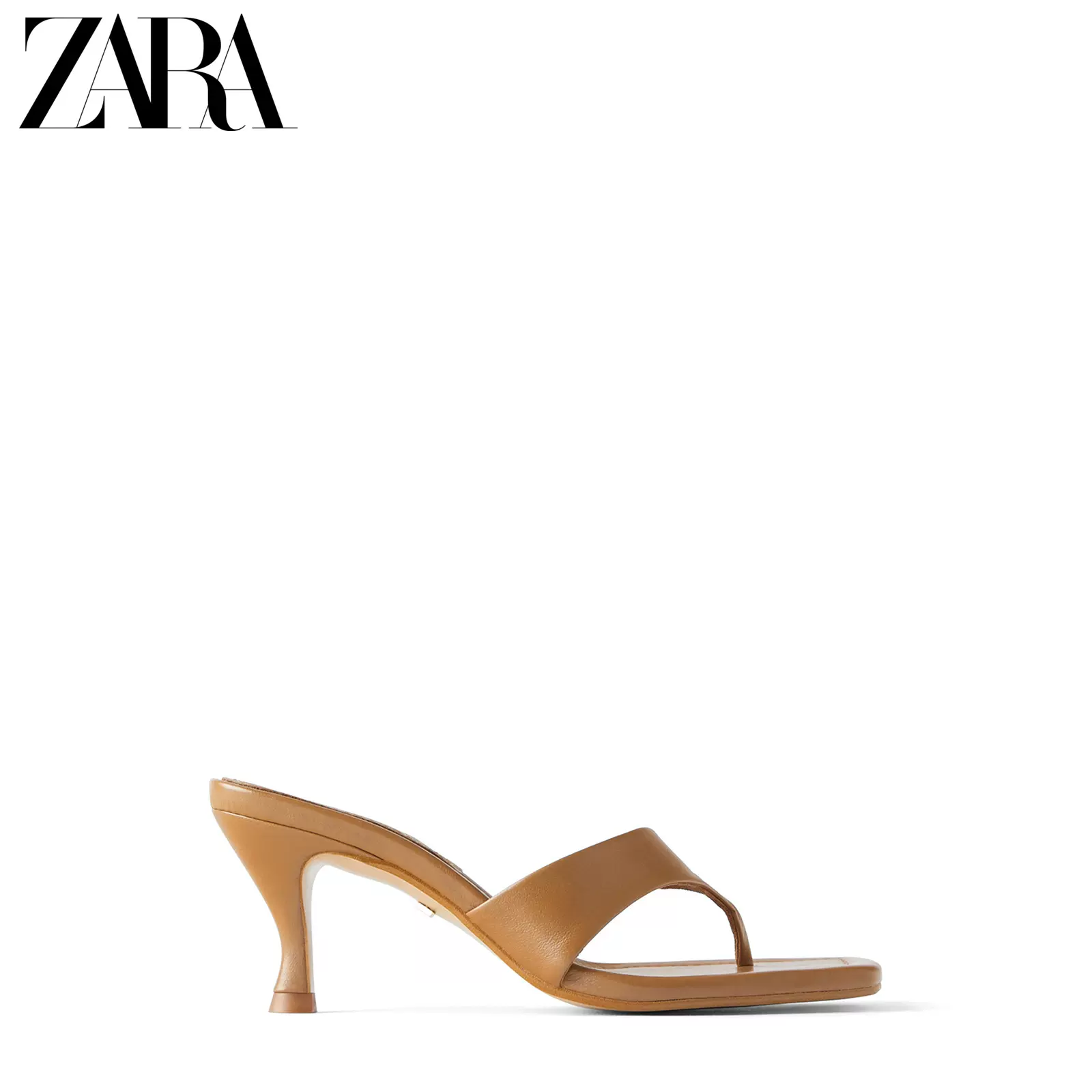 ZARA新款女鞋皮革色方头高跟羊皮革凉鞋1…-Taobao Singapore