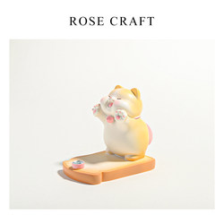 Rose Craft Cute Cat-Shaped Phone Stand Desktop Ornament Office Lazy Support Stress-Relief Decoration