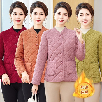 Middle -aged mother plus velvet thickened cotton jacket
