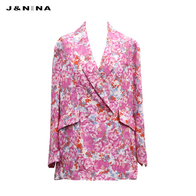 J/NINA Fashion Printed Suit Jacket Women's Summer New Fashion Casual Top Retro Fashion Trendy