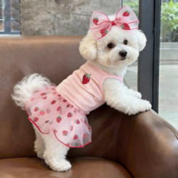 Dog Clothes, Summer Breathable Skirt, Bow Hairpin, Teddy Bichon Cool Clothing, Corgi Anti-Shedding Kitten Outfit