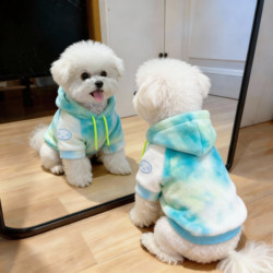 Dog Clothes for Autumn and Winter, Trendy Thickened Hooded Warm and Cold-Proof Sweatshirt for Small Dogs, Bichon Frise, Pet Cats, Anti-Shedding