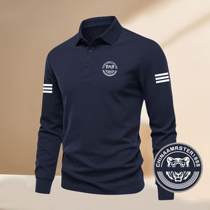 
Light luxury polo long-sleeved T-shirt men's three-stripe Hong Kong style lapel casual 2025 autumn and winter new high-quality POLO shirt
