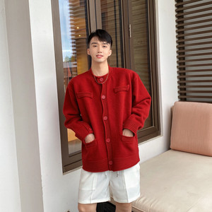 Dafu INS Simple Cardig sweater, Korean version of autumn and winter retro, thick loose couple versatile sweater jacket