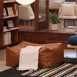 High-End LAOSHU Leather Pouf Old Clothes-Filled Sofa Cover Single Lazy Sofa Tatami Small Sofa Storage